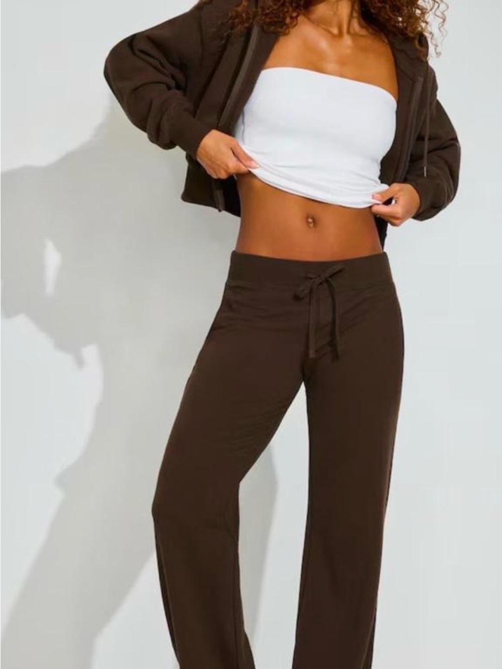Garage Brown Drawstring Track Pants - Picture 1 of 5